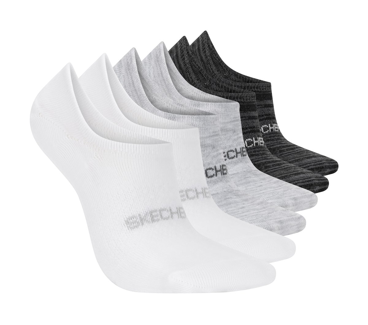 Skechers Dames Super Soft No Show Liner sokken - 6 Pack CM Zwart, Maat Medium