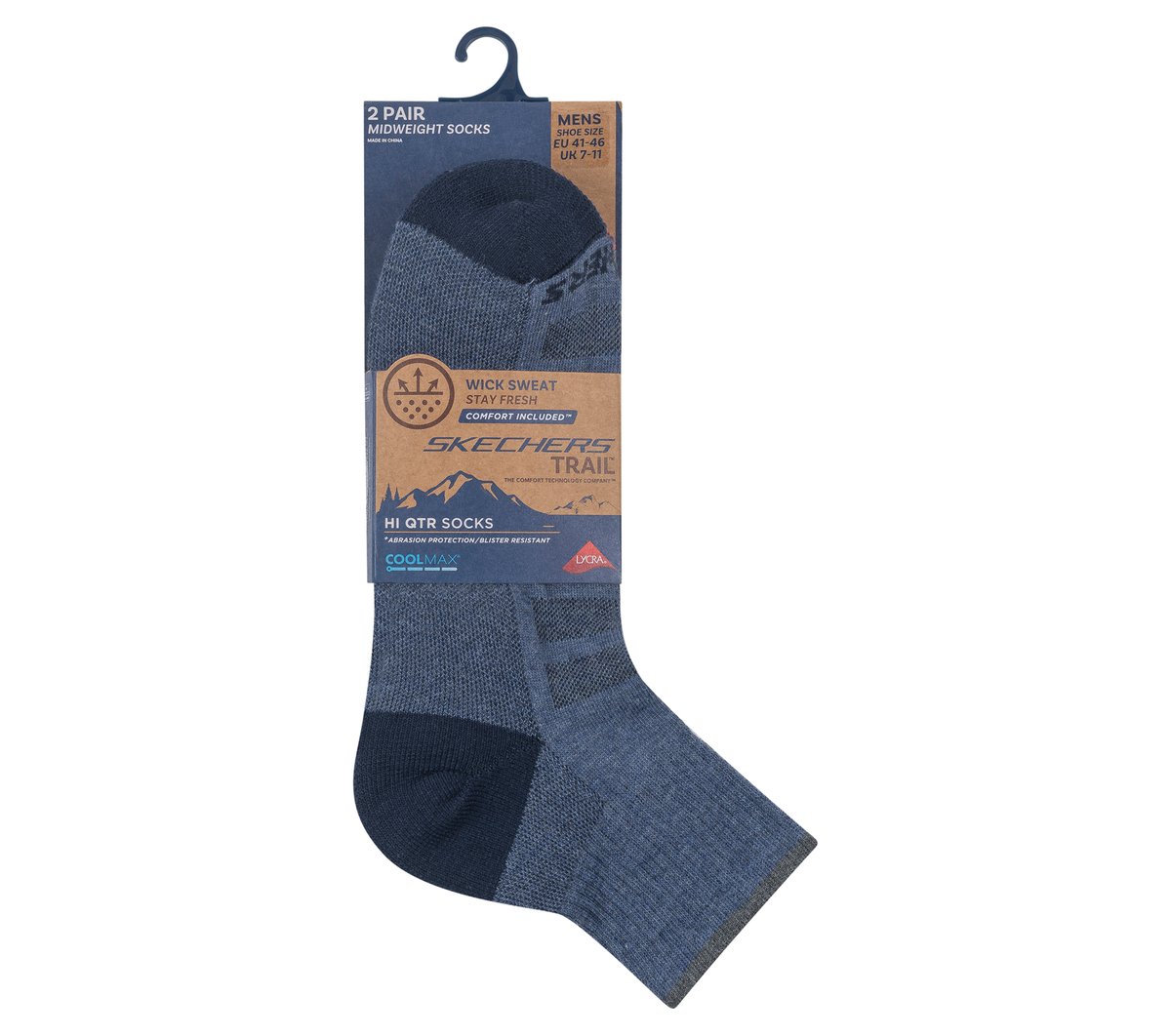 Mens Trail Quarter Coolmax Socks - 2 Pack