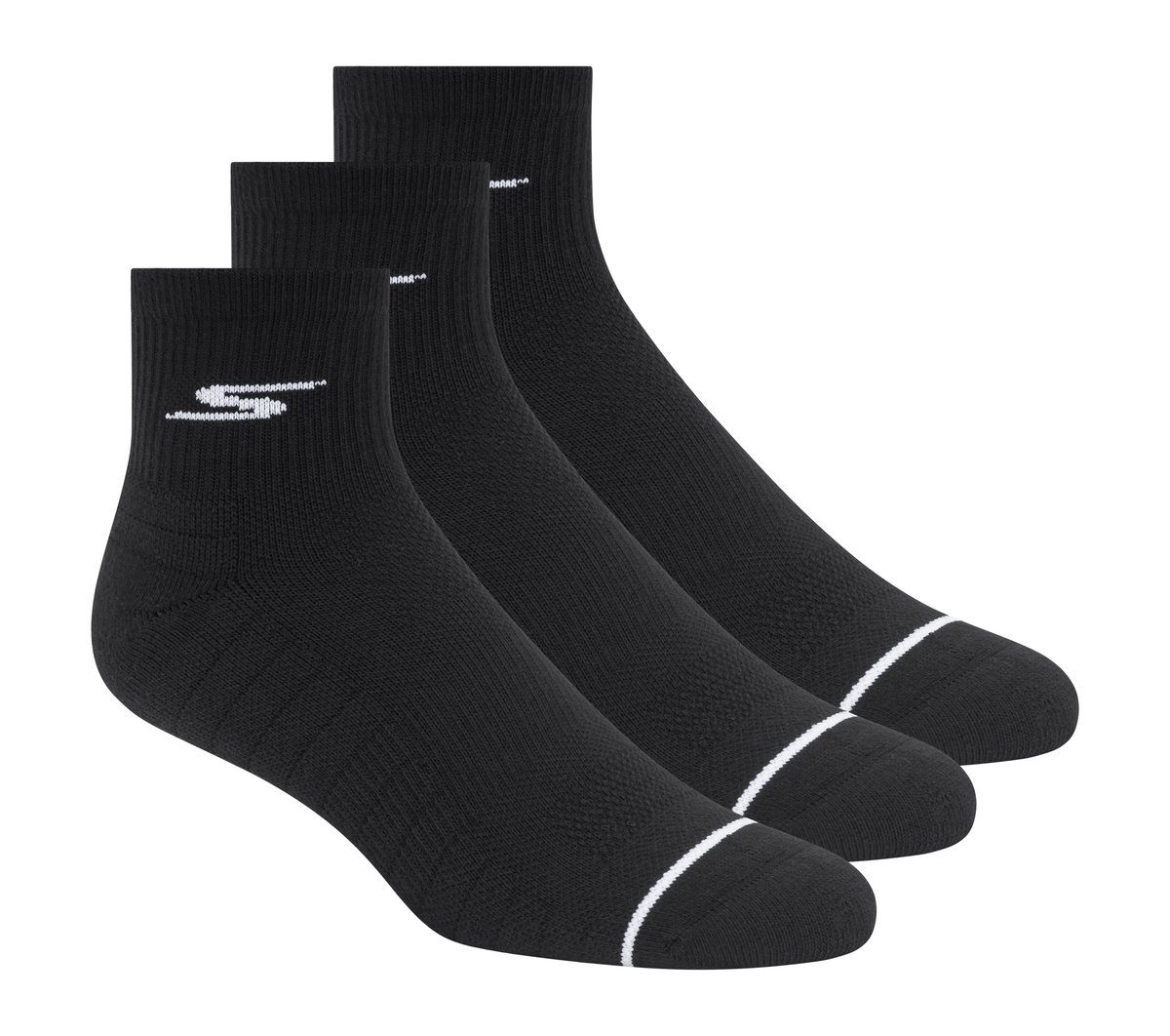 Skechers Heren Quarter Premium Basic sokken - 3 Pack CM Zwart, Maat Large