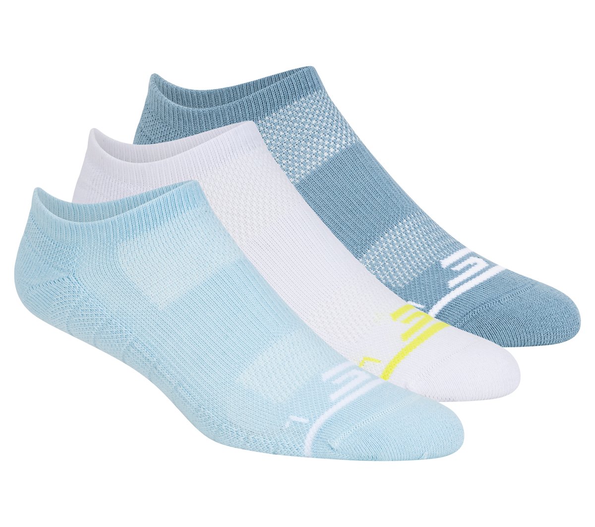 Skechers Dames 3 Pack Women's No Show Premium Basic sokken CM Blauw/Turkoois, Maat Medium