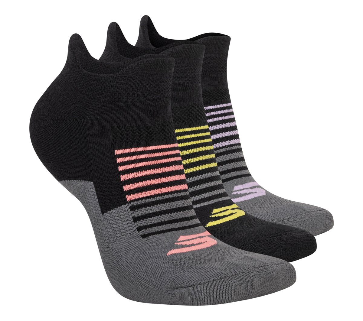 Skechers Dames 3 Pack Women's Performance Low Cut sokken CM Zwart/Grijs, Maat Medium