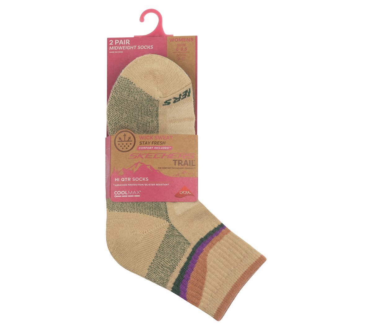 2 Pack Women's Trail Quarter Socks - TAN