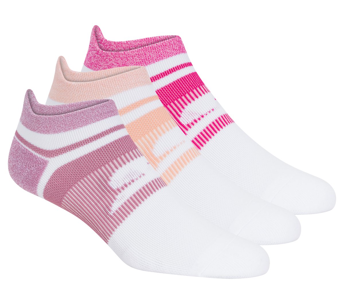 Skechers 3 Pack Frauen's Performance Low Cut Running Heel Tab Socken in Violett/Rosa, Größe Medium