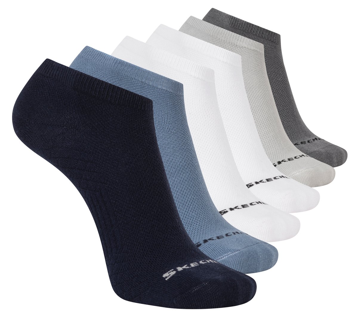 Skechers Heren 6 Pack Men's Low Cut Texture Knit sokken CM Marine, Maat Large