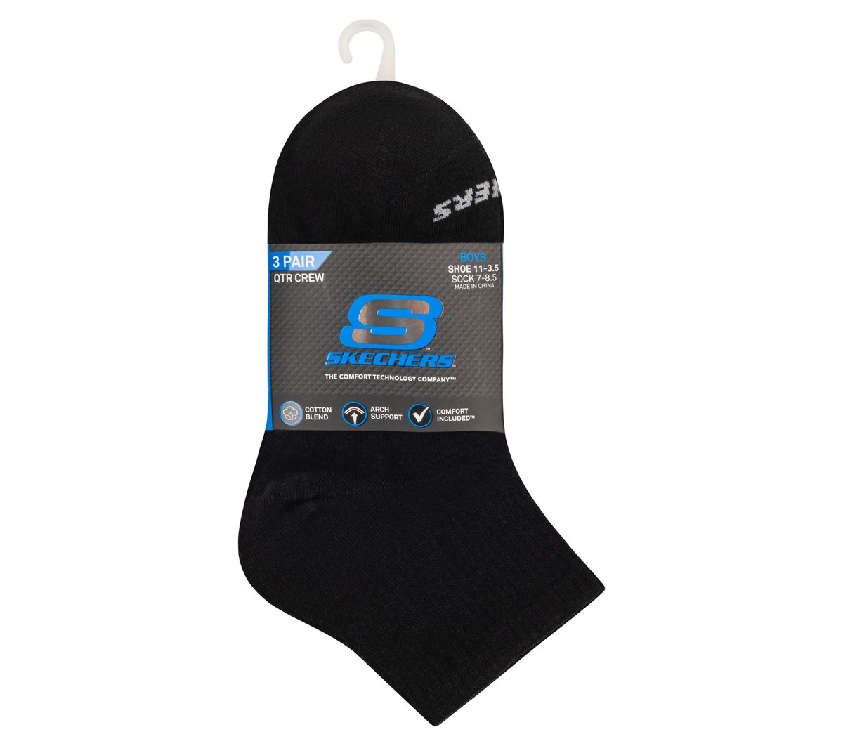 3 Pack Boys' Quarter Crew Cotton Socks - thumbnail 2