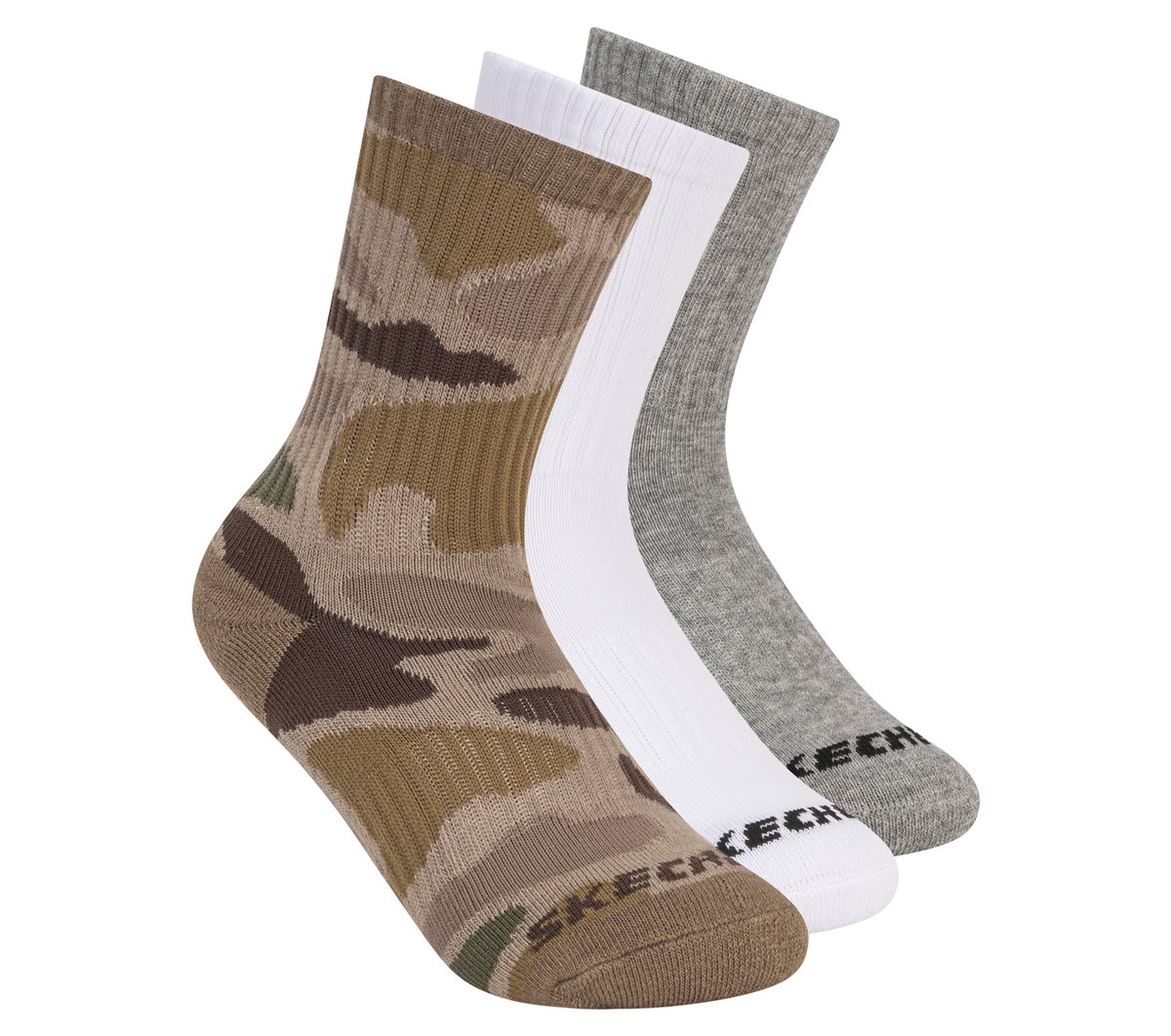 Skechers Jongens 3 Pack Boys' Crew Camo sokken CM Camouflage, Maat Medium
