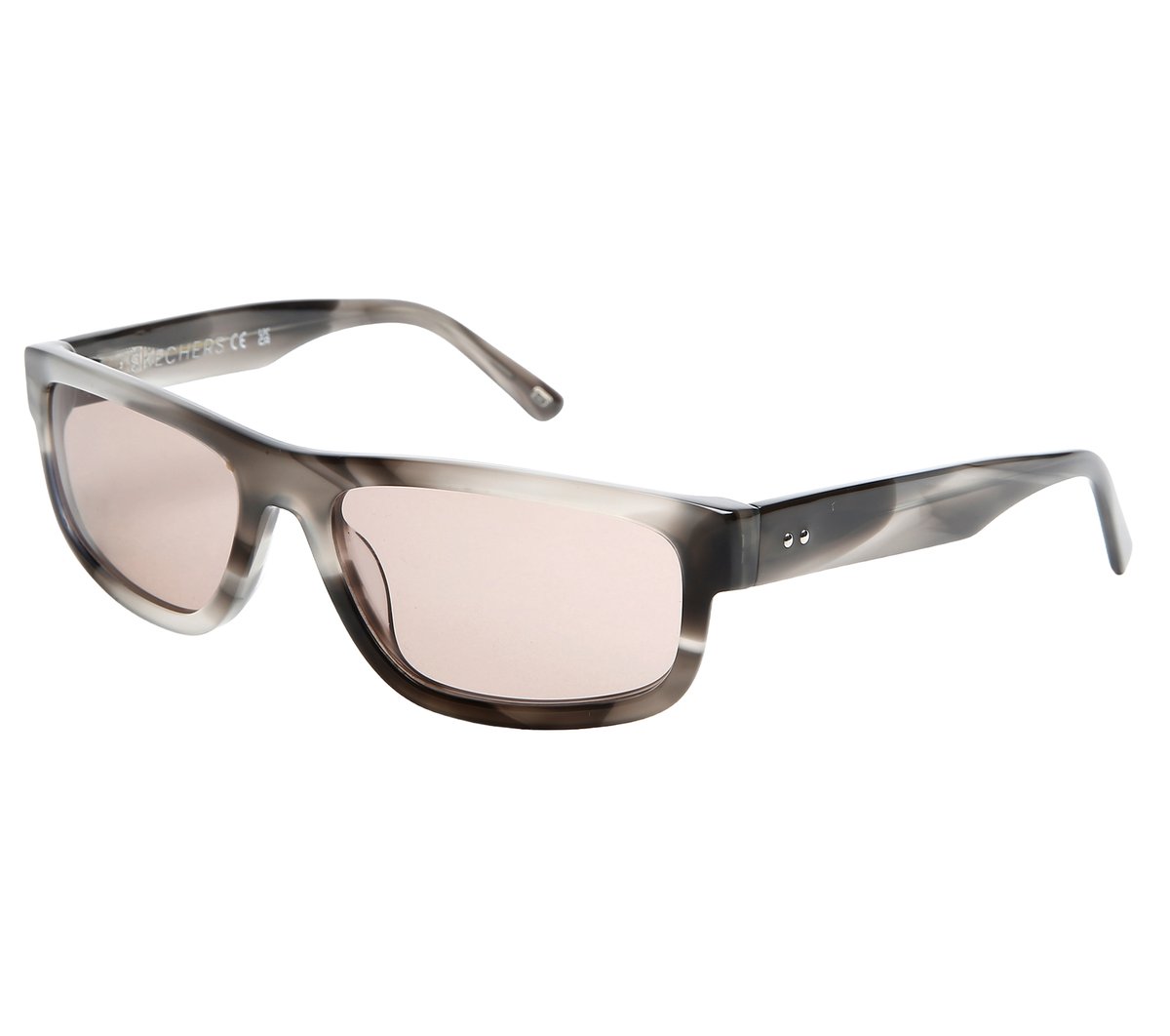 Skechers Elevated Rectangle Shiny Horn Sonnenbrille in Schwarz
