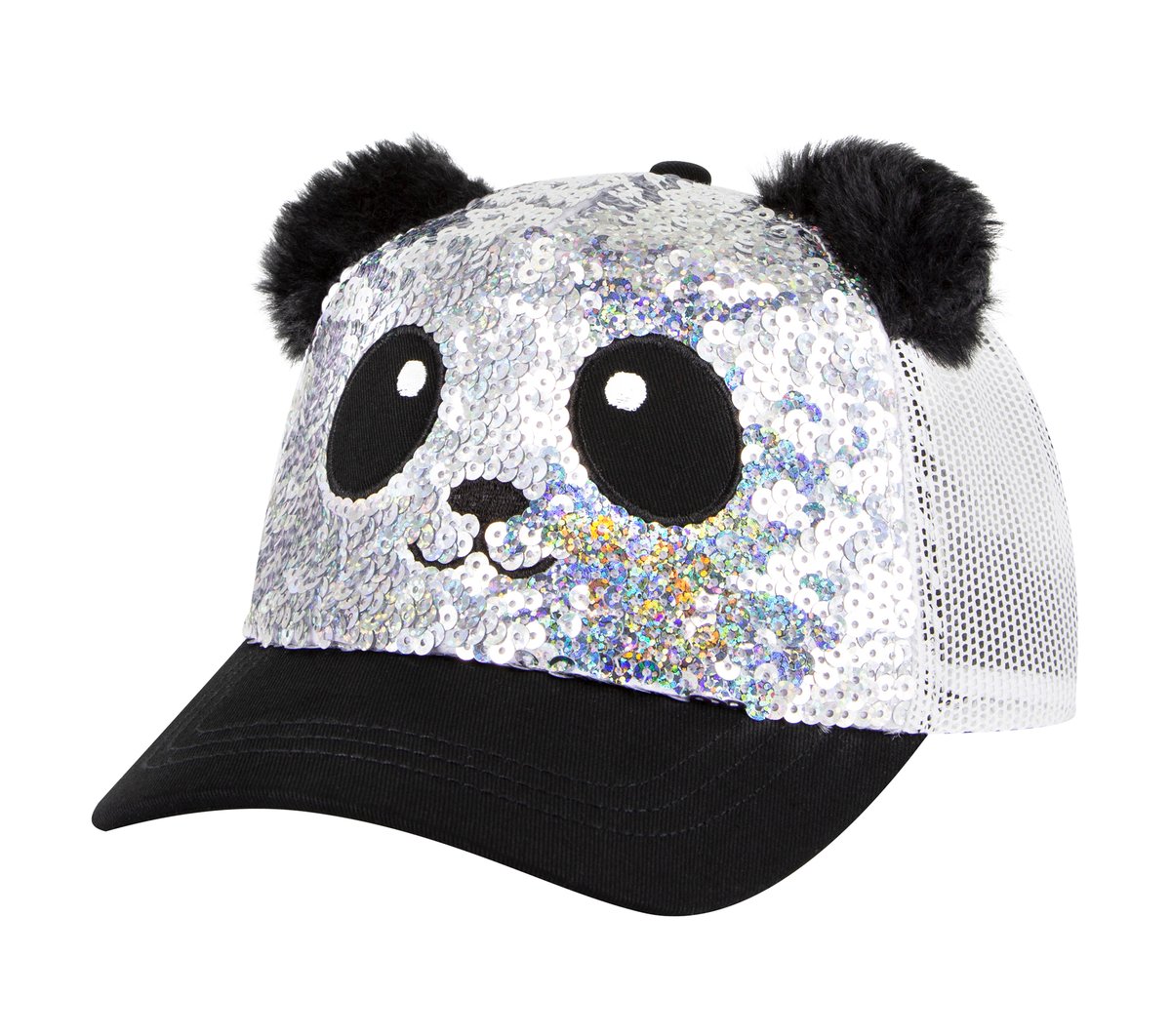 Skechers meisjes Sequin Panda Hoeden CM Zilver/Zwart