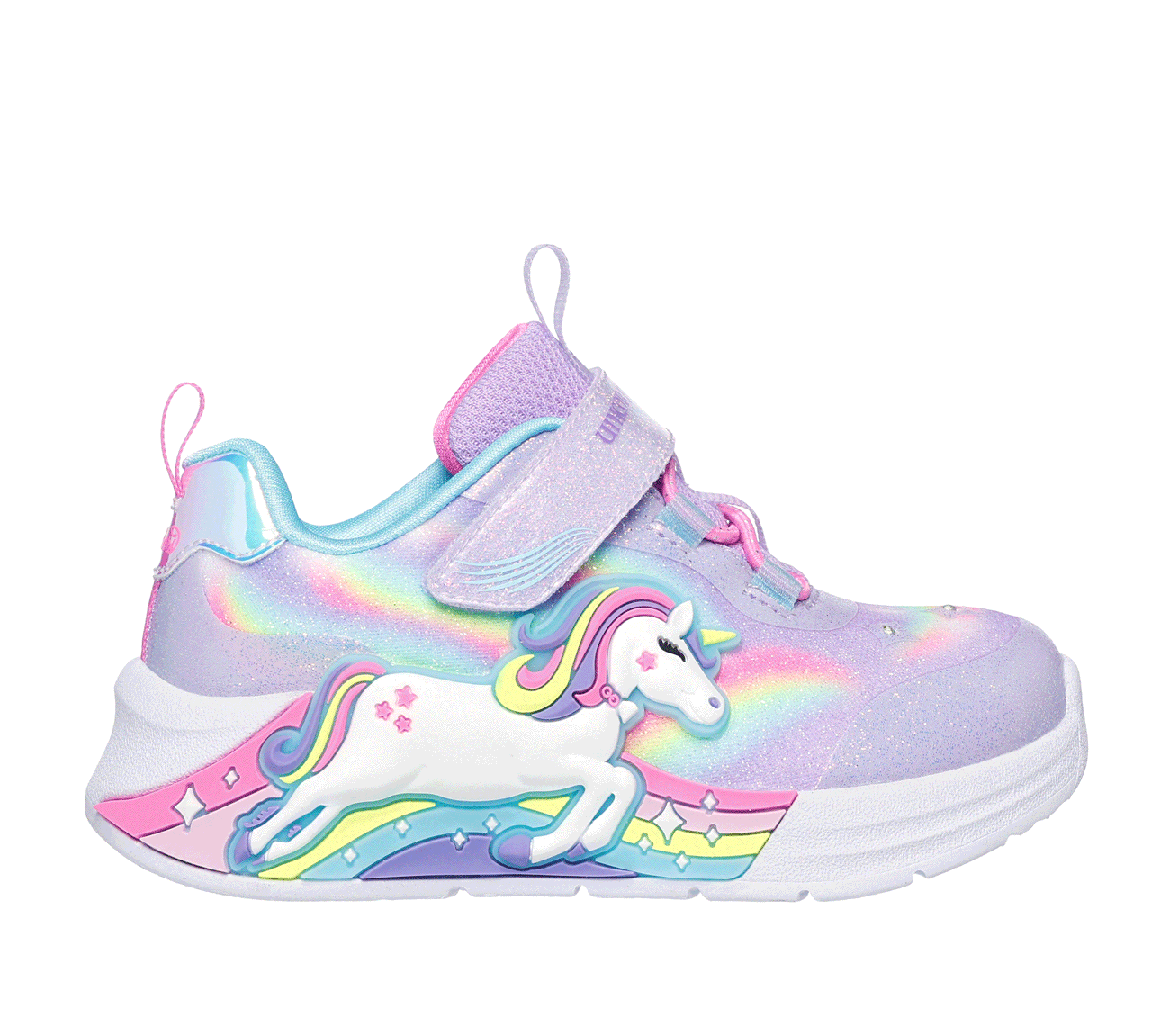 Skechers Dziewczęce S-Lights: Unicorn Chaser w Lawendowy/Wielokolorowy, Rozmiar 24 Sneakersy - 197976321212-LVMT