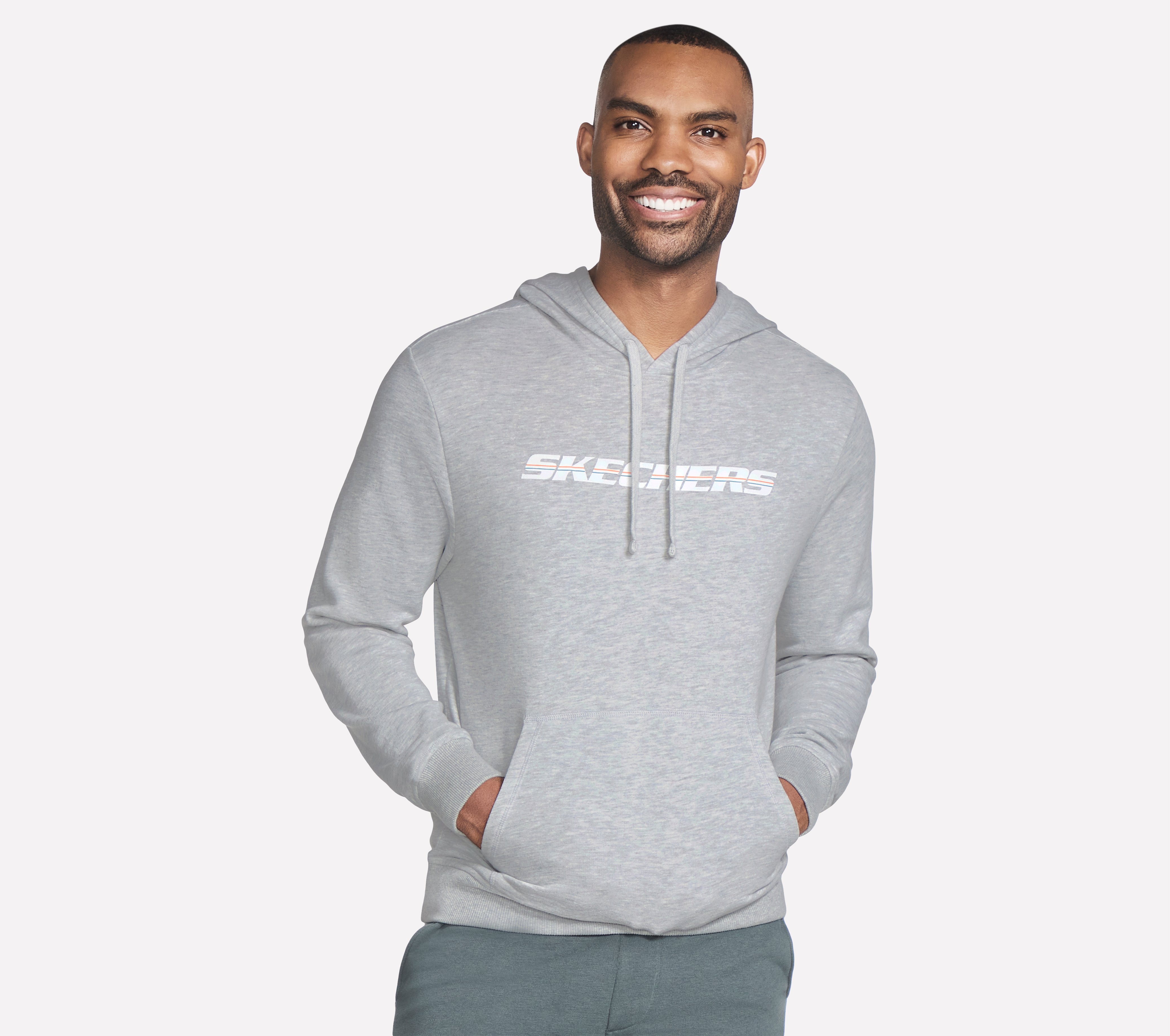 Skechers Heritage Strikethrough Kapuzenpullover in Light Grau, Größe XL