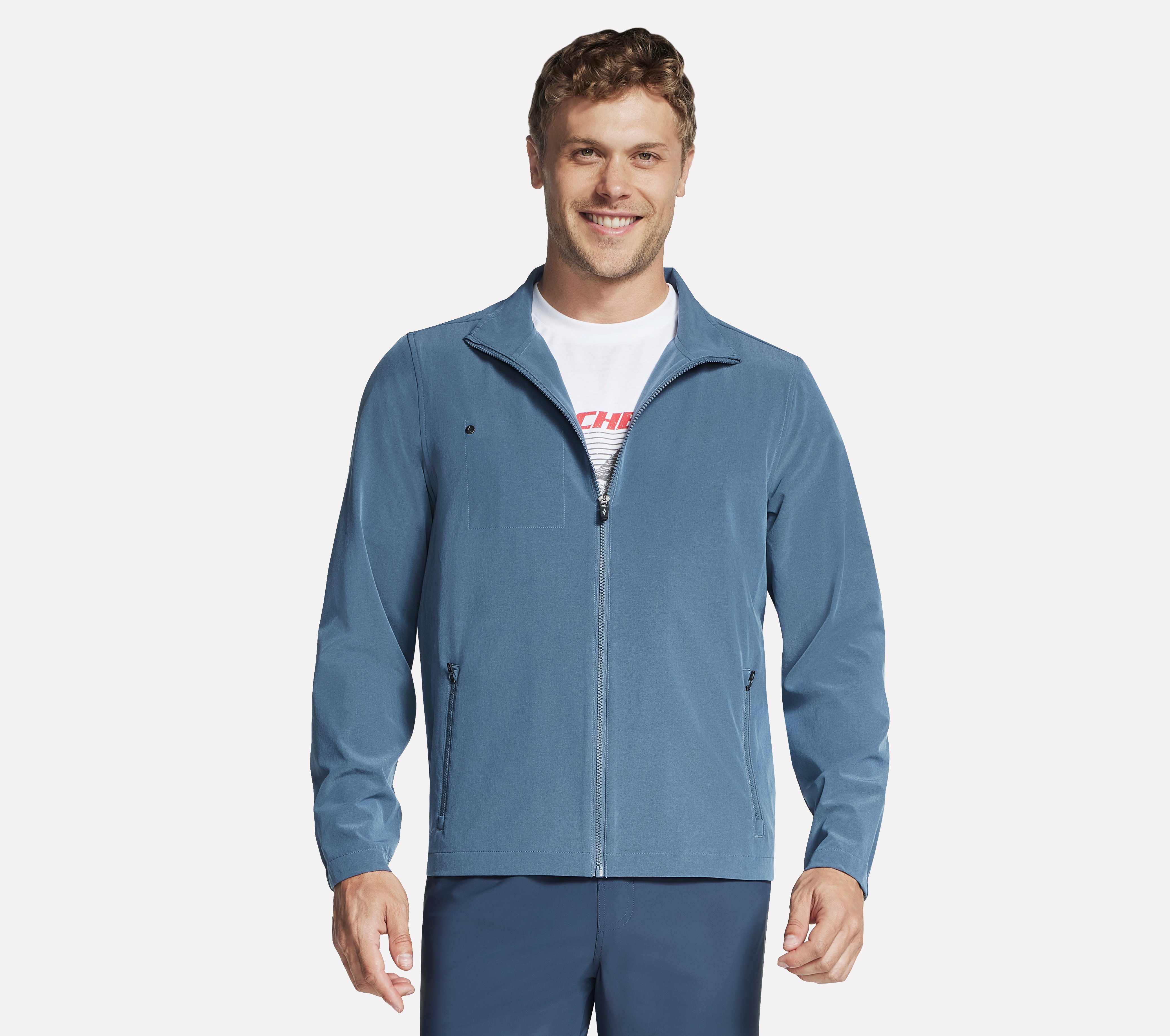 Skechers GO WALK Everywhere Full Zip chaqueta en Denim, talla Media