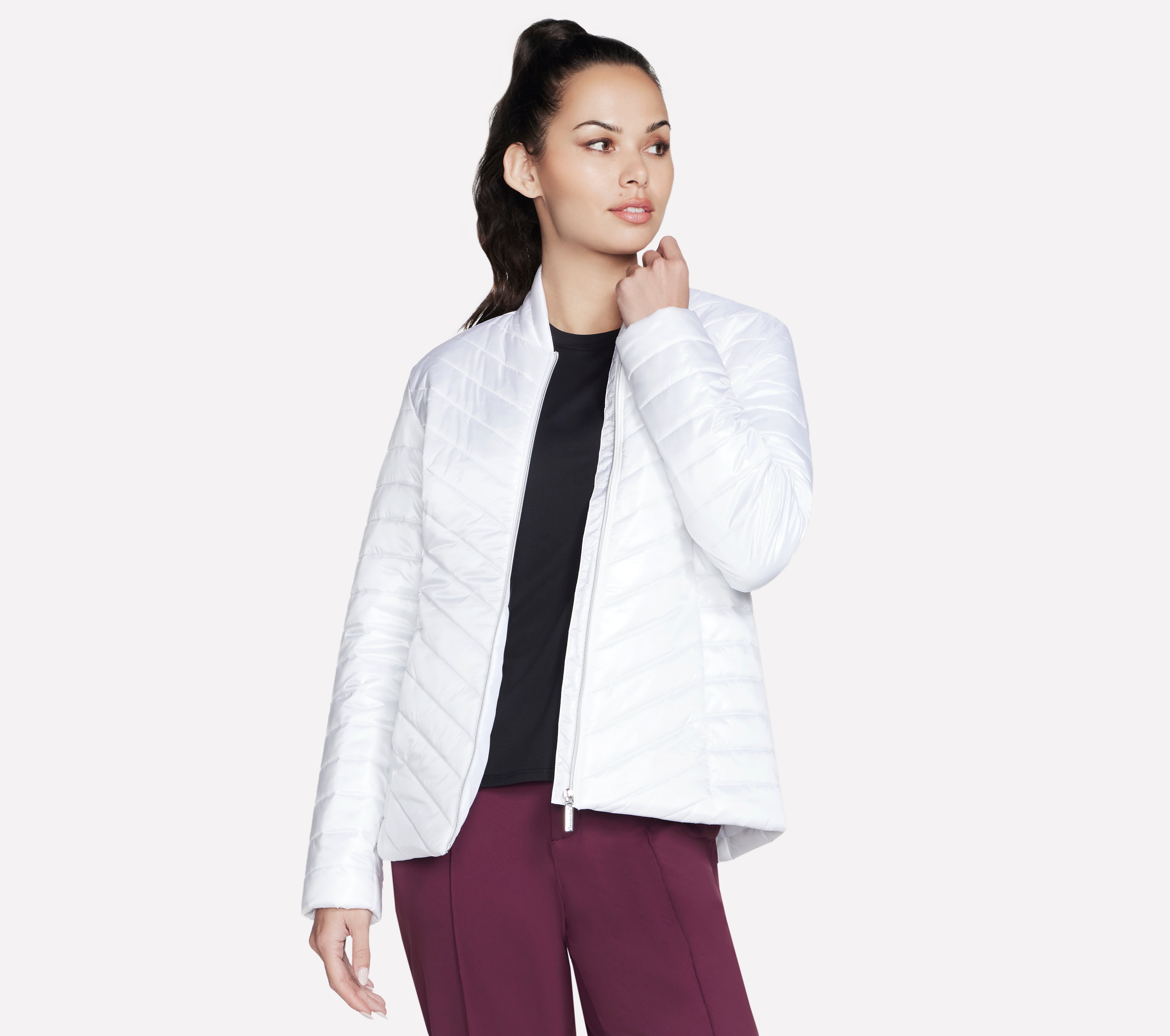 Skechers GO SHIELD Shine Jacke in Weiss, Größe Groß