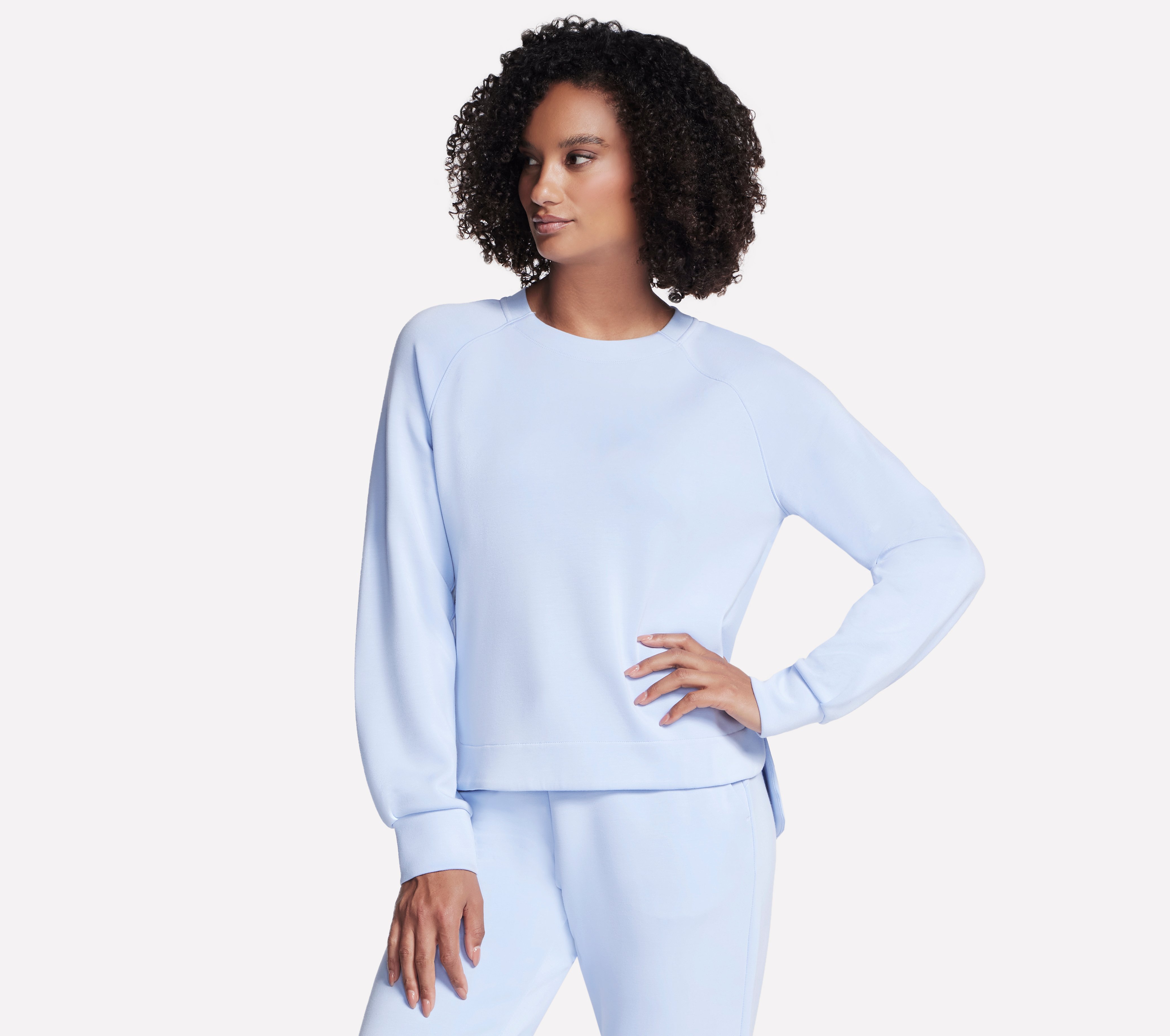 Skechers Skechluxe Elevate Crewneck Top in Weiss/Violett, Größe XS