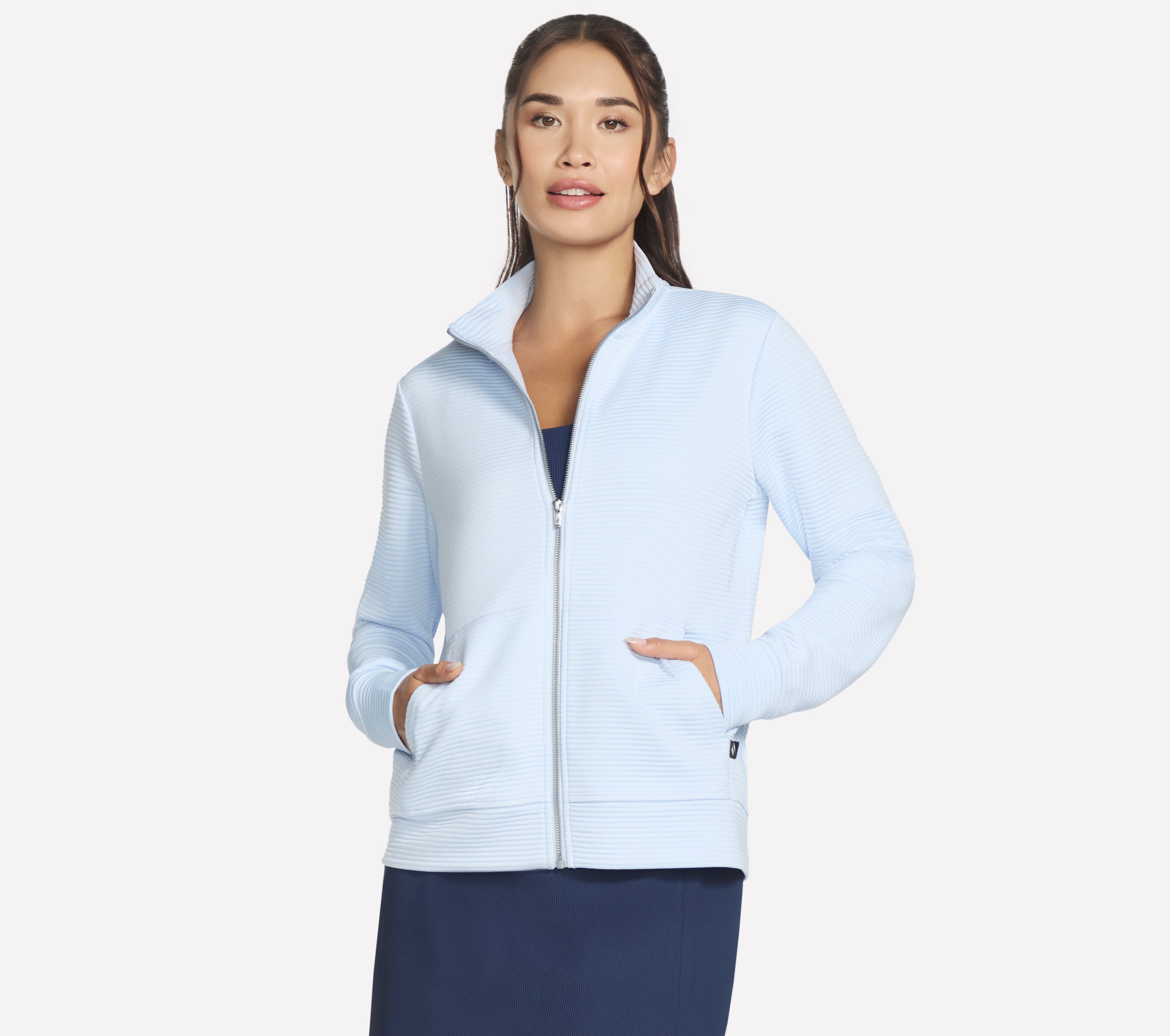 Skechers The Hoodless Kapuzenpullover GO WALK Everywhere Jacke in Blau/Silber, Größe XS