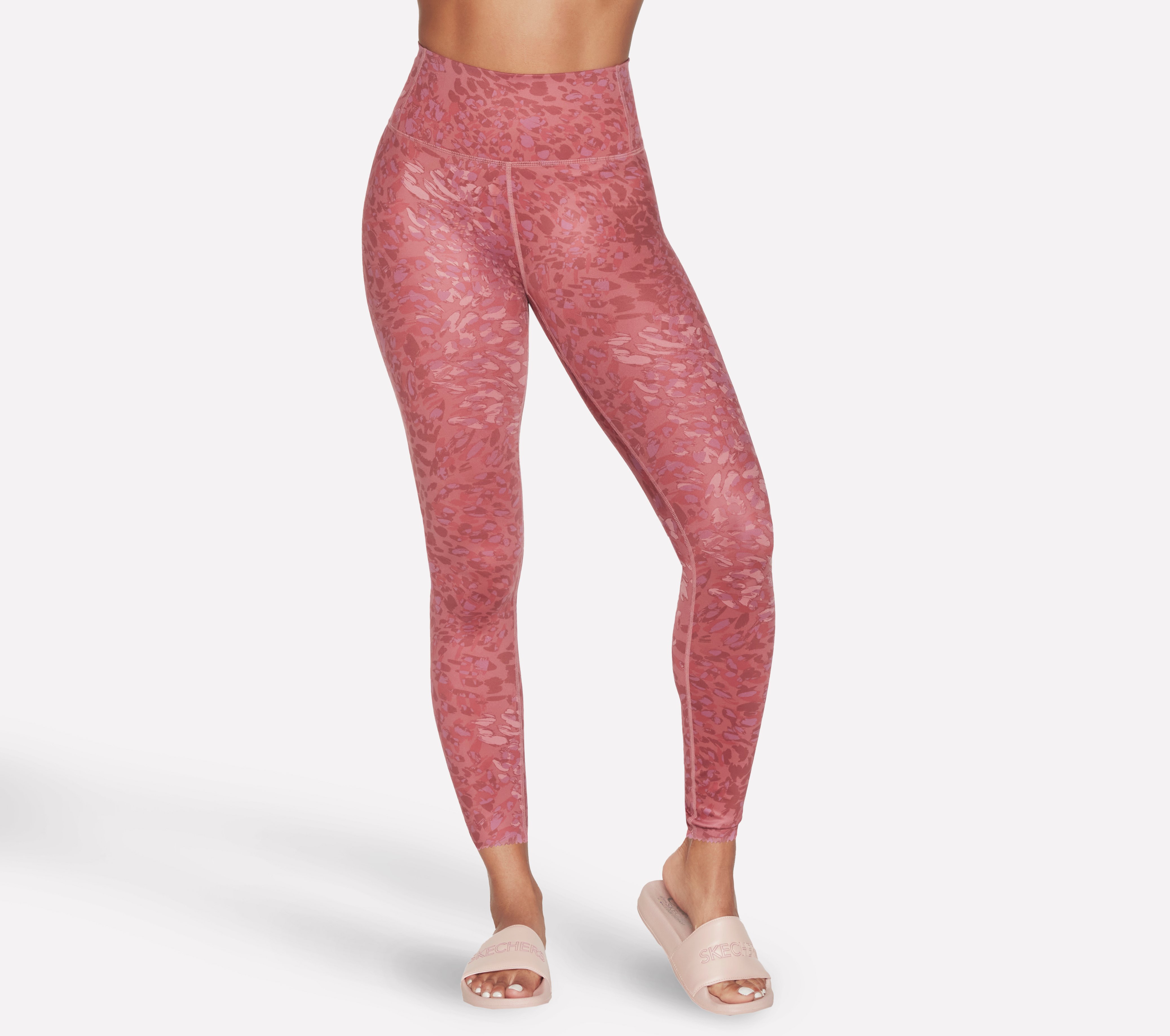 Skechers GO SCULPT High-Waisted Leopard Legging Hosen in Lila, Größe Groß