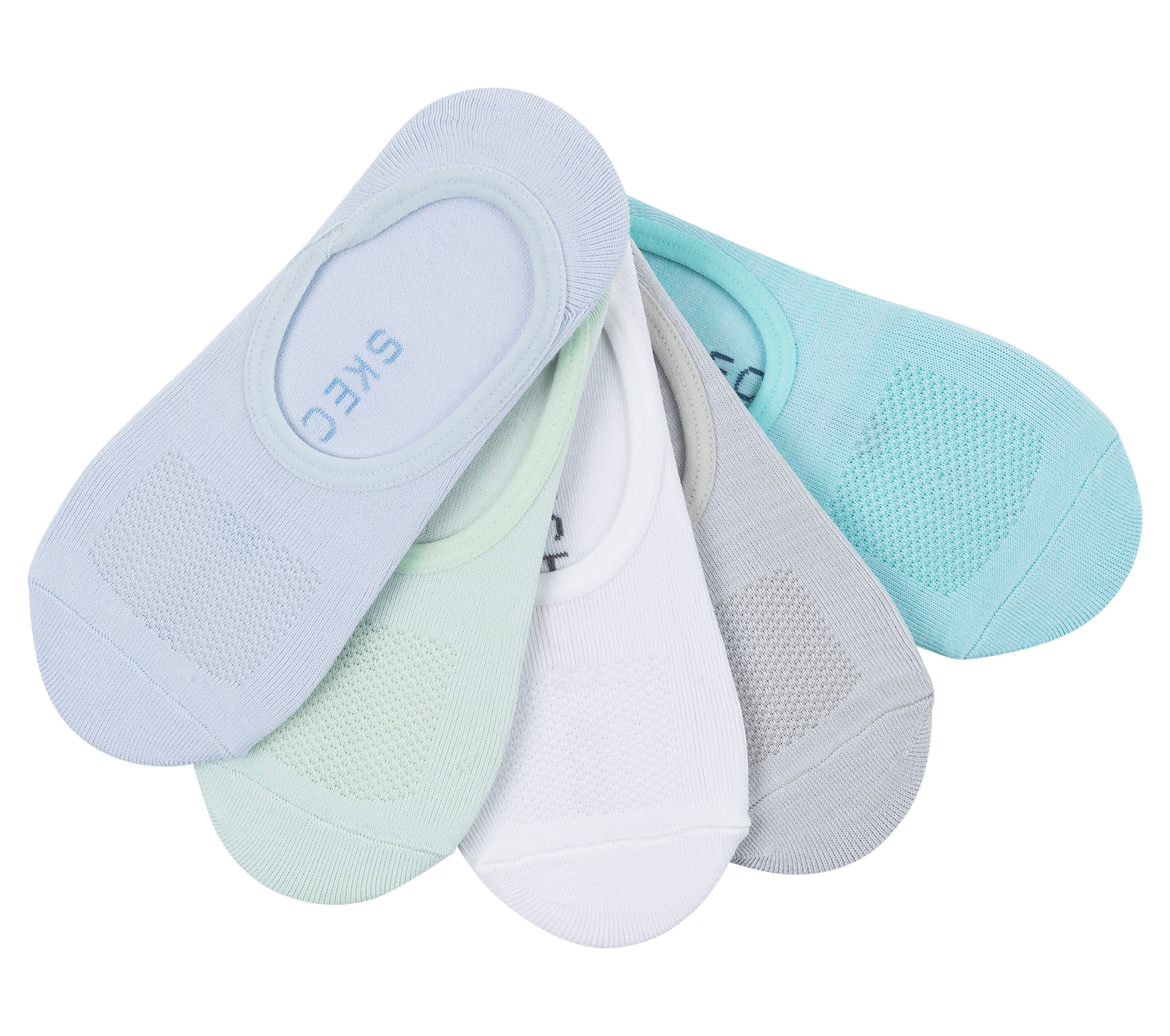 Skechers 5 Pack Microfiber Liner Socken in Blau/Türkis, Größe Medium