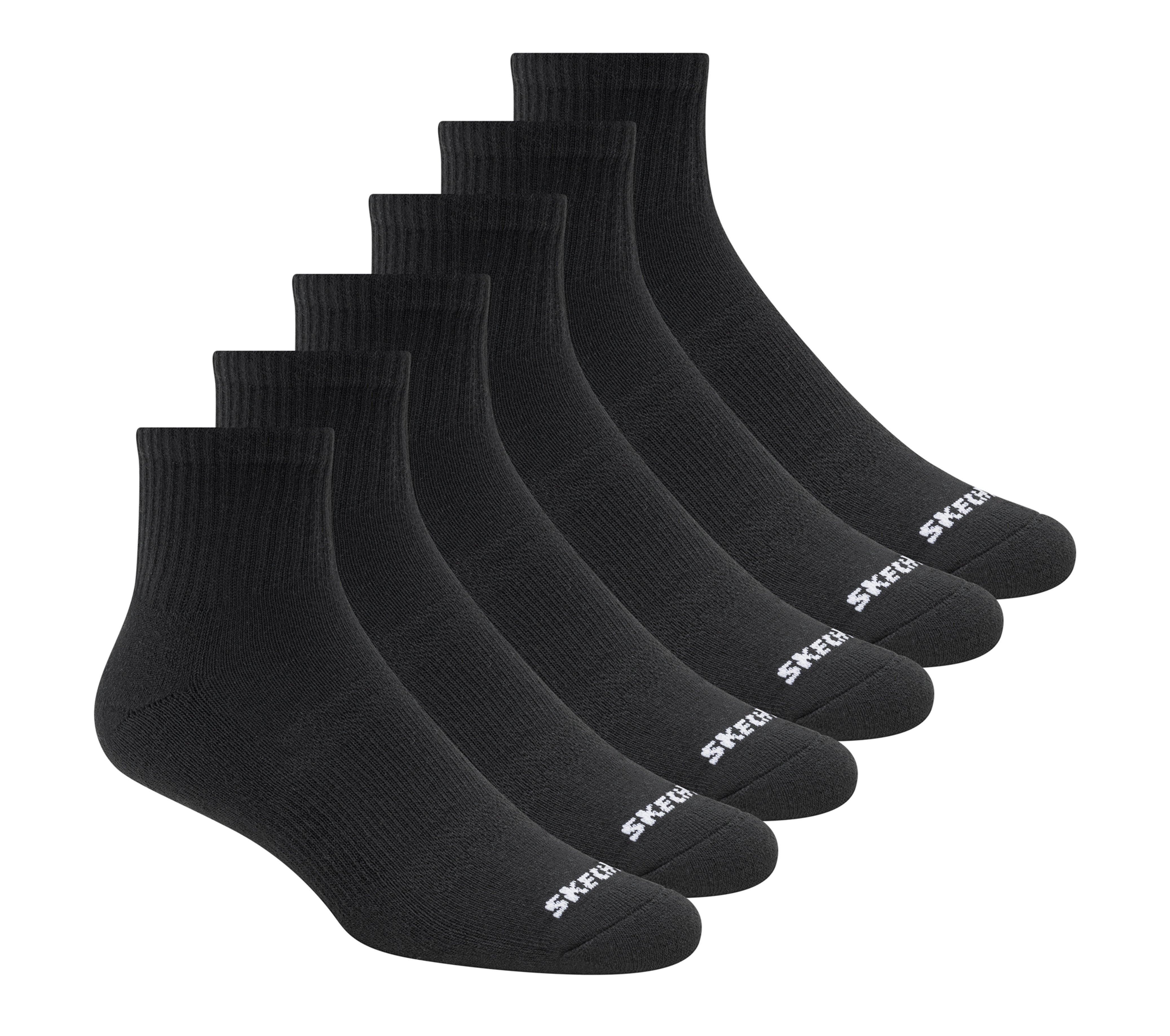 Skechers 6 Pack Core Quarter Large Socken in Schwarz, Größe Groß