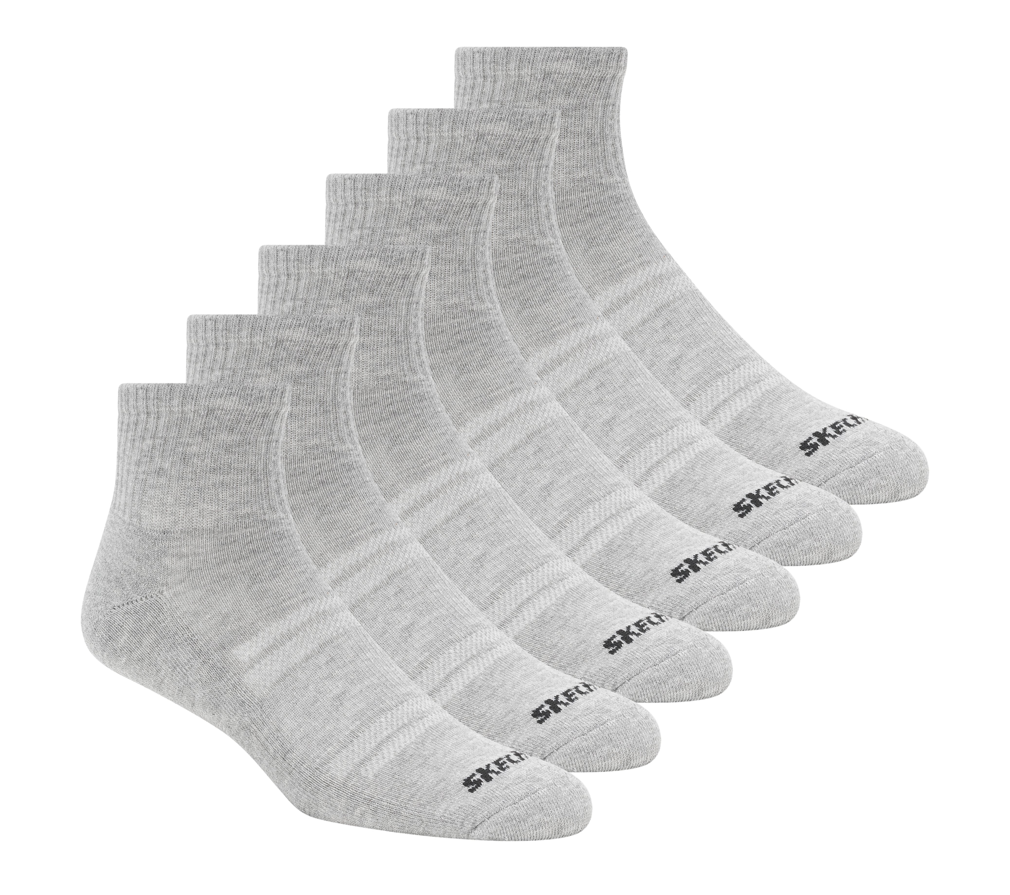 Skechers 6 Pack Core Quarter Large Socken in Grau, Größe Groß