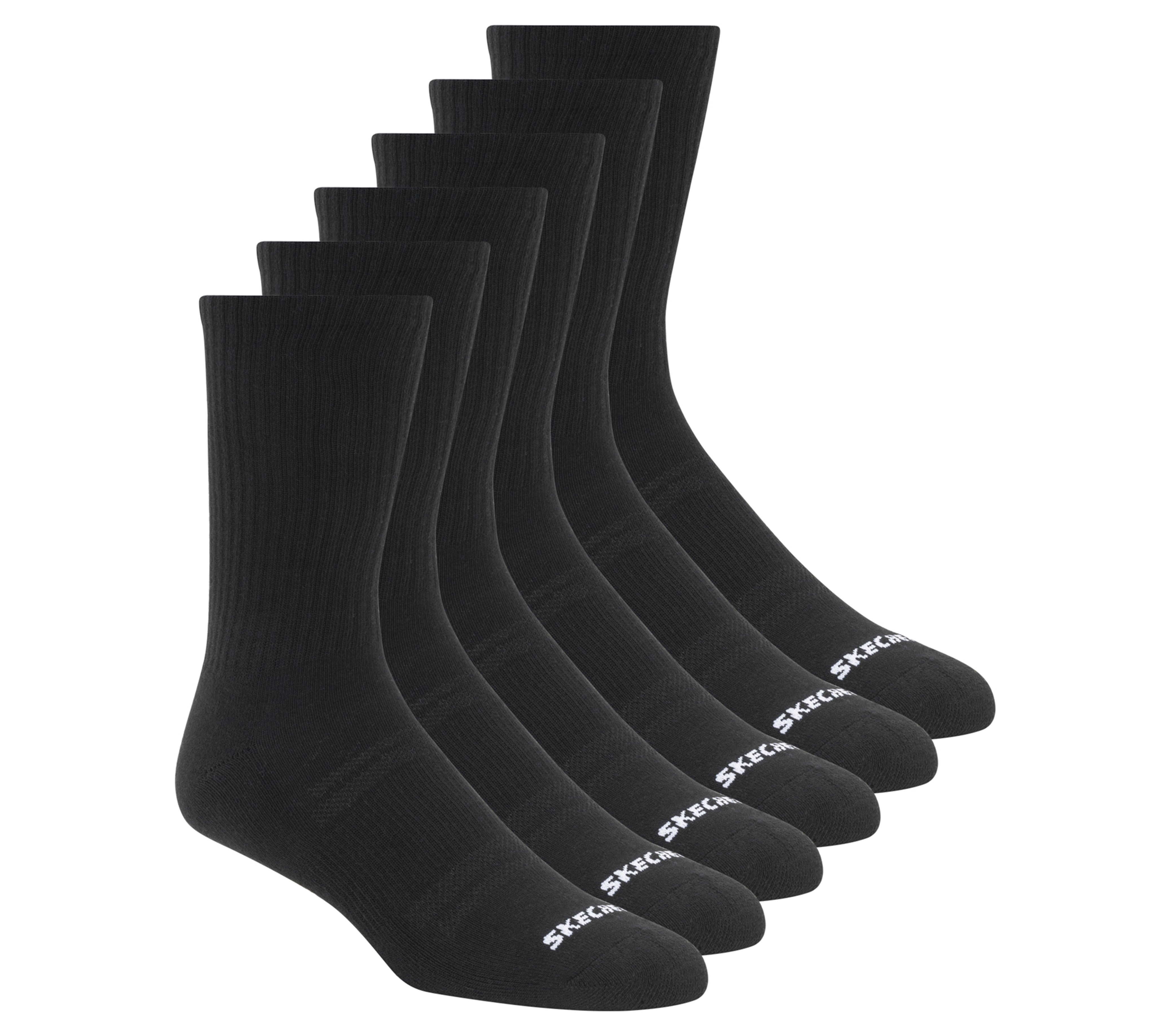 Skechers 6 Pack Large Core Crew Socken in Schwarz, Größe Groß