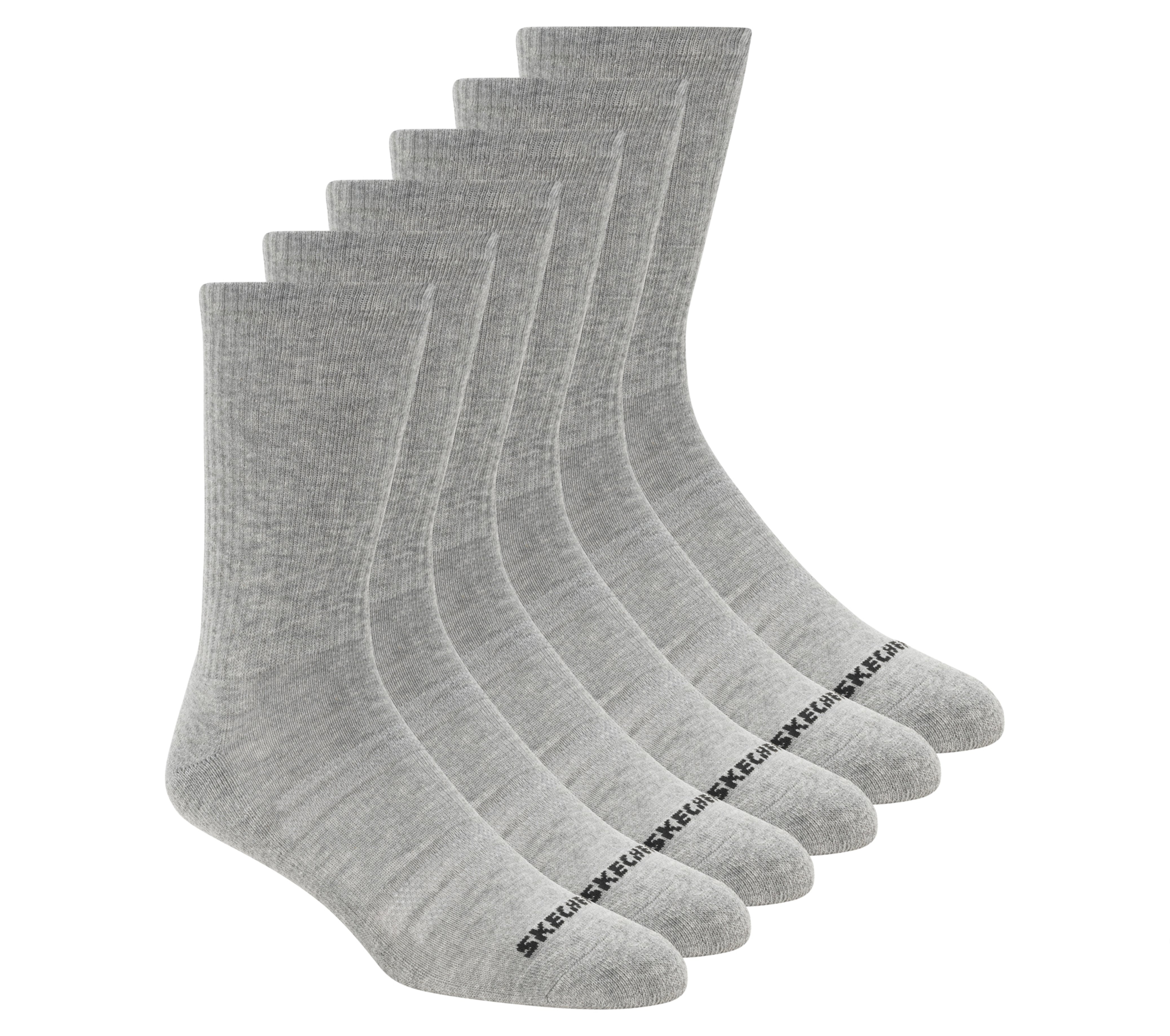 Skechers 6 Pack Large Core Crew Socken in Grau, Größe Groß