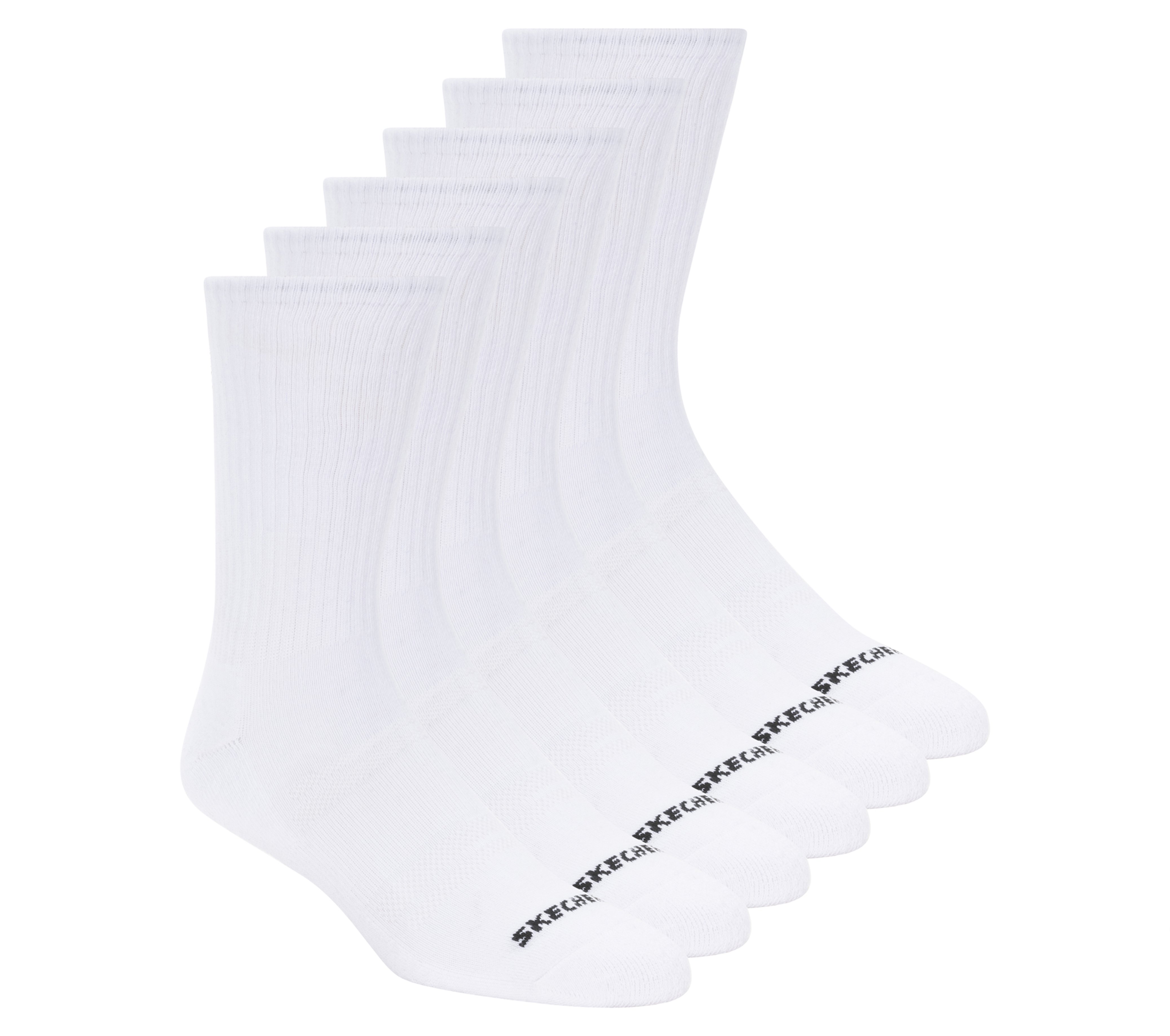 Skechers 6 Pack Large Core Crew Socken in Weiss, Größe Groß